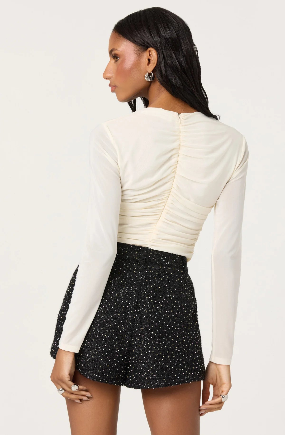 Yasmine Mesh Ruched Top