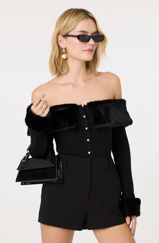 Tabathia Faux Fur Trim Sweater