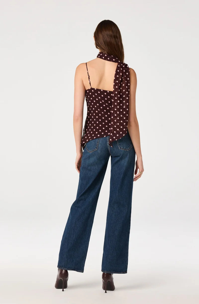 Adrie Polka Dot Scarf Top