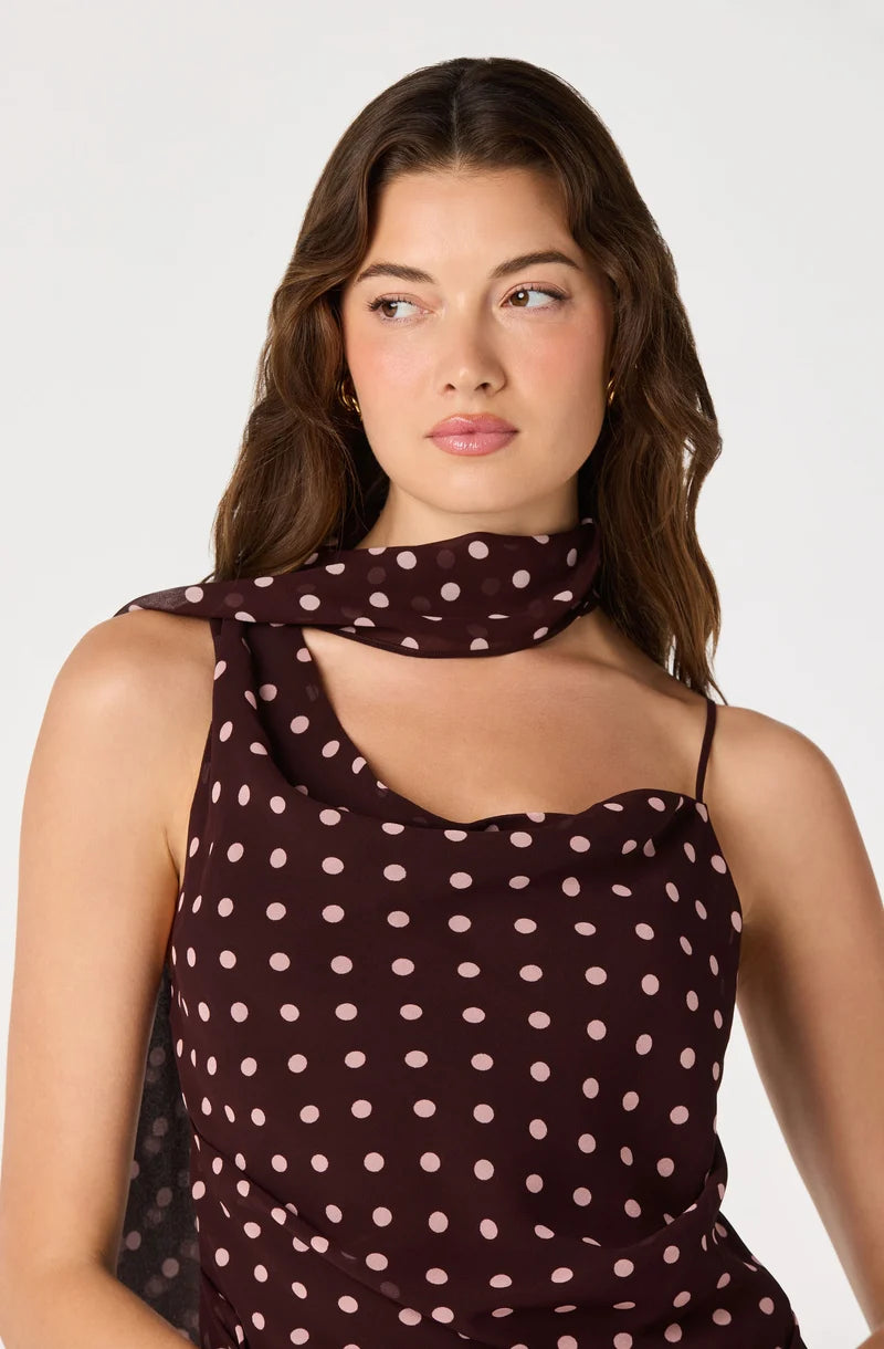 Adrie Polka Dot Scarf Top