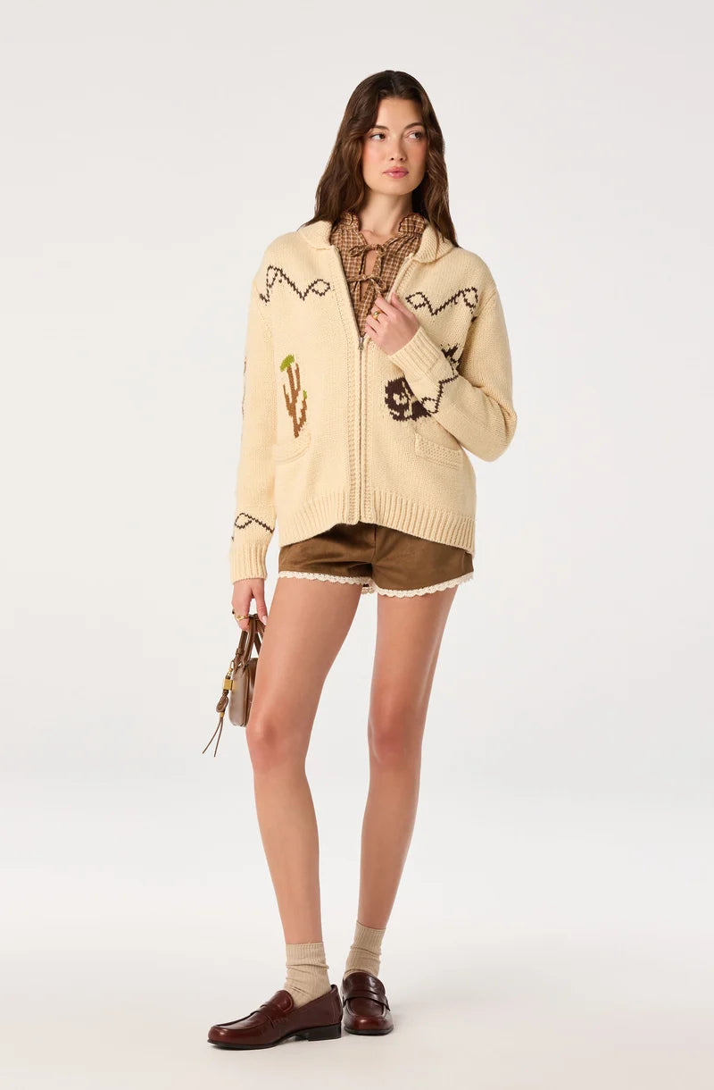 Ivy Western Intarsia Zip Cardi