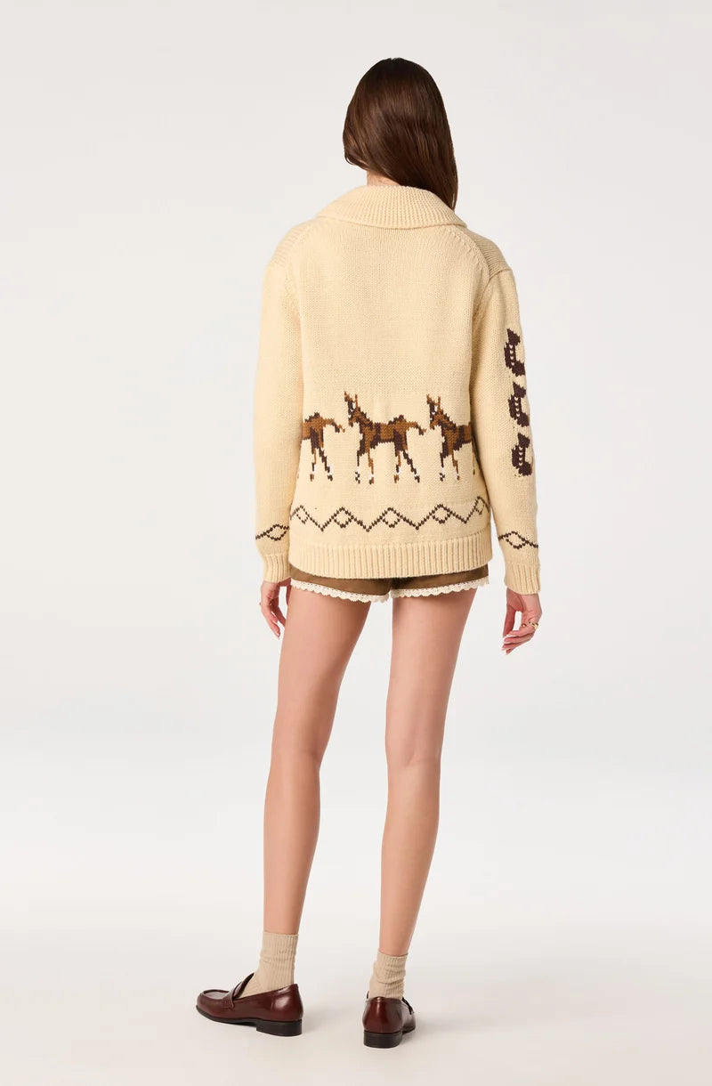 Ivy Western Intarsia Zip Cardi