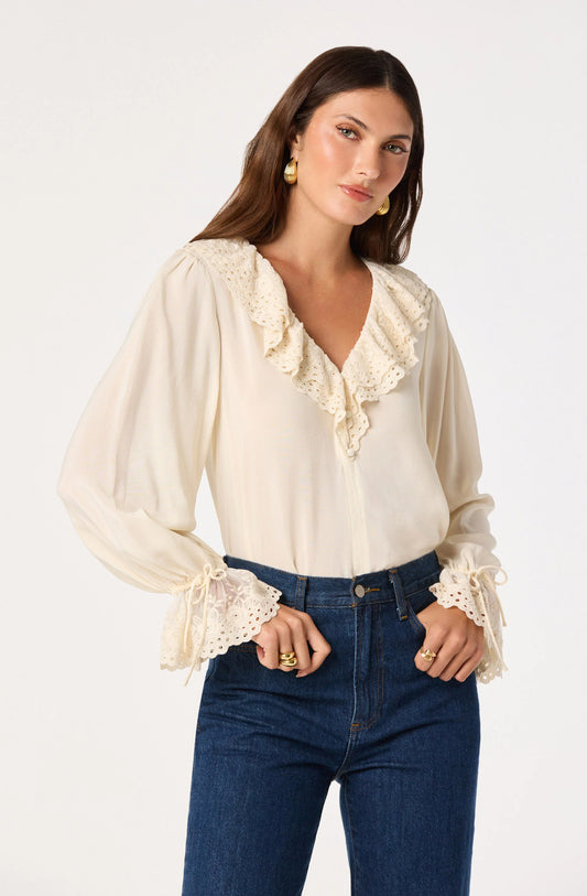 Christy Ruffle V-Neck Blouse