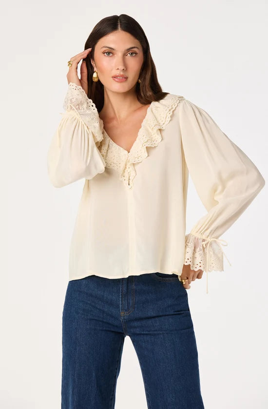 Christy Ruffle V-Neck Blouse