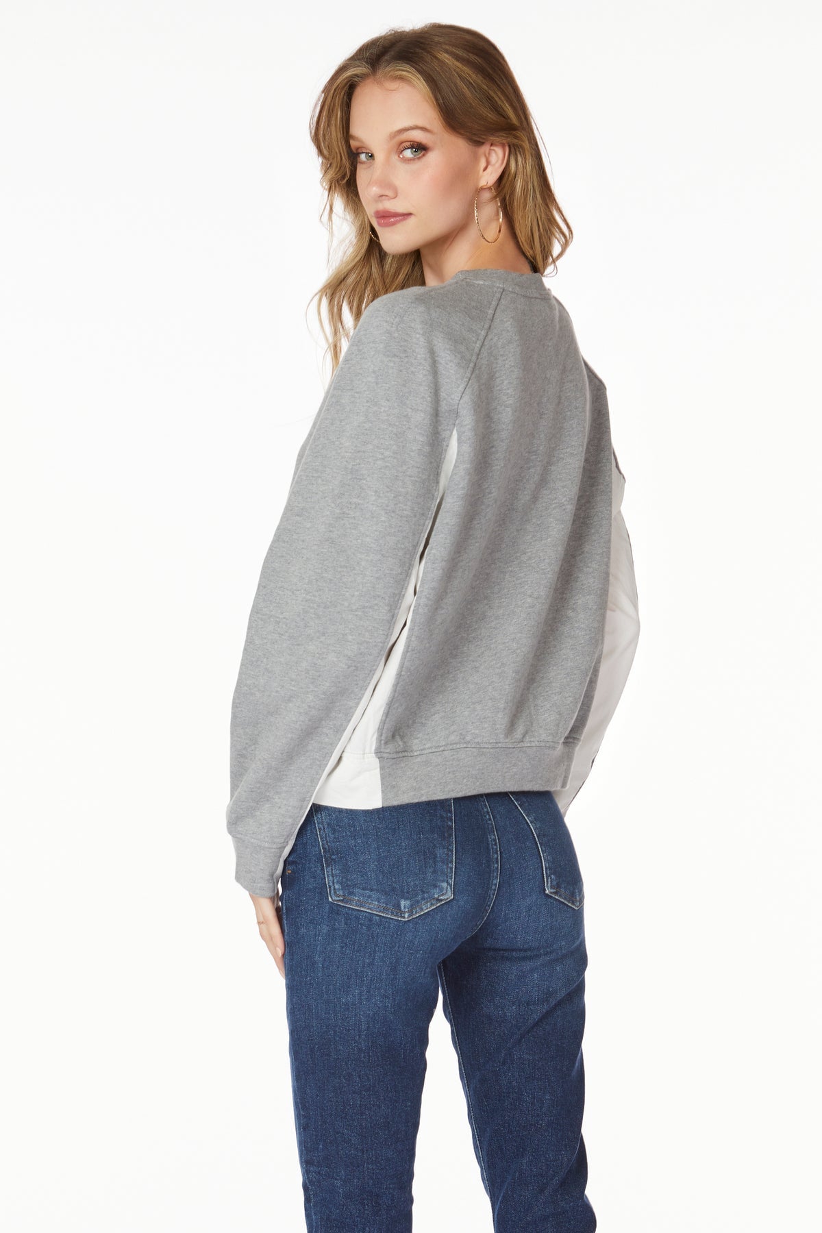 Bobi Crew Sweatshirt w/Poplin