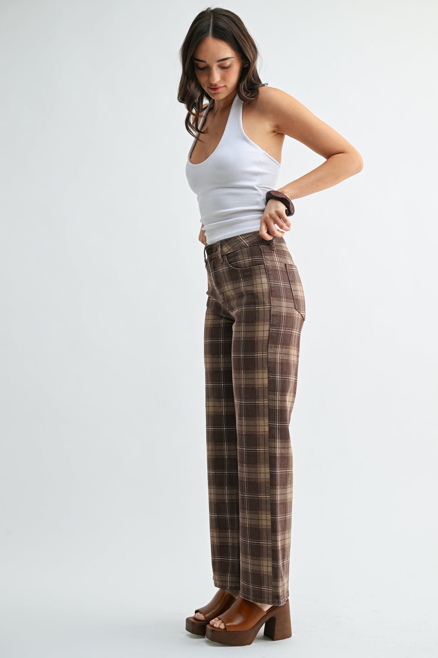 Plaid High Rise Straight
