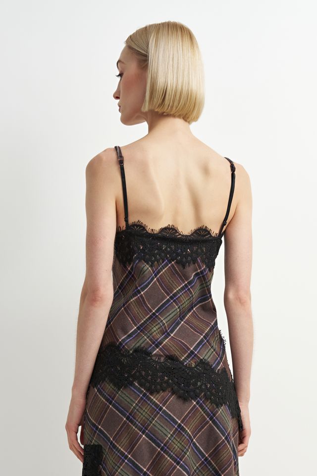 Plaid Lace Detail Tank