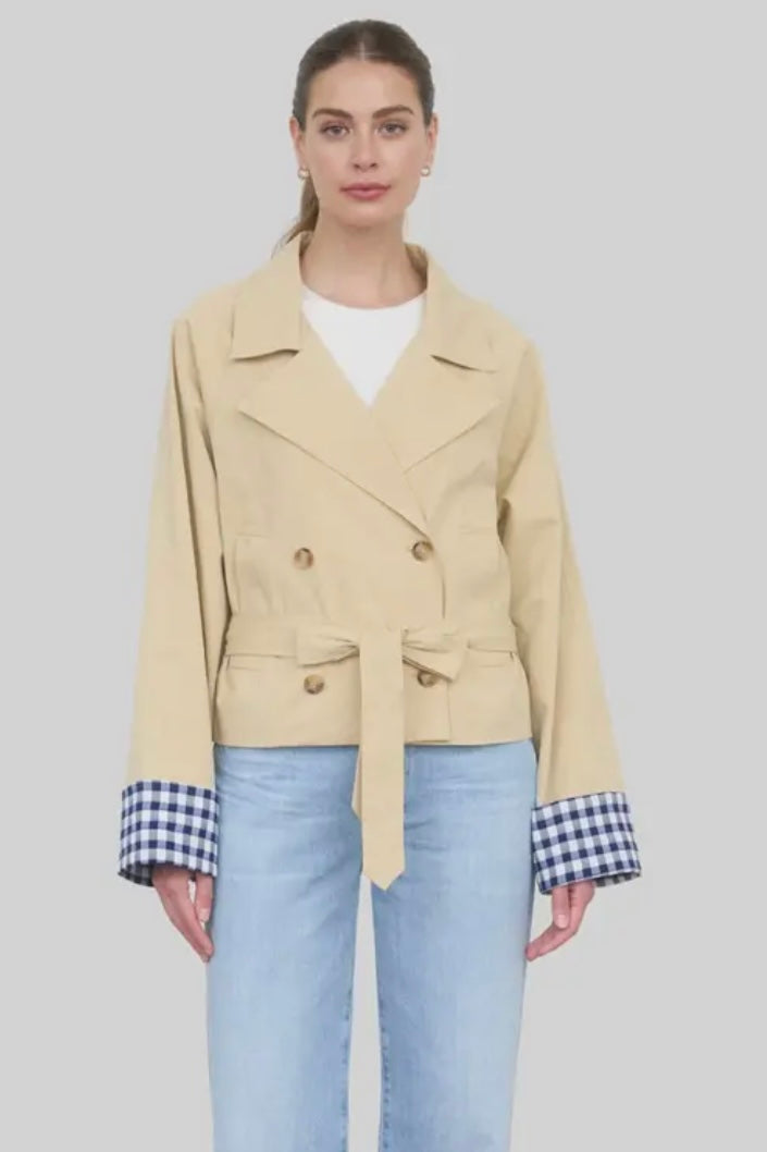 Gingham Cuff Trench