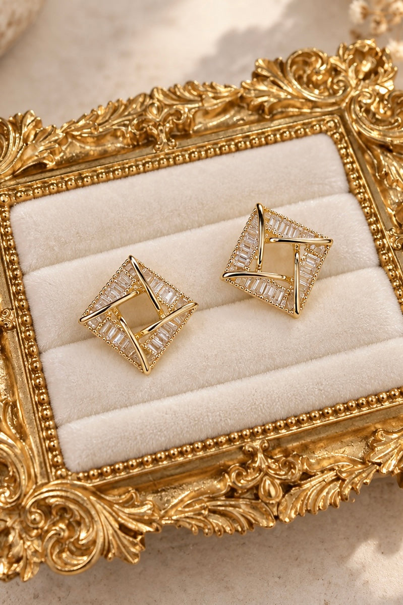 Deco Diamond Stud Earrings