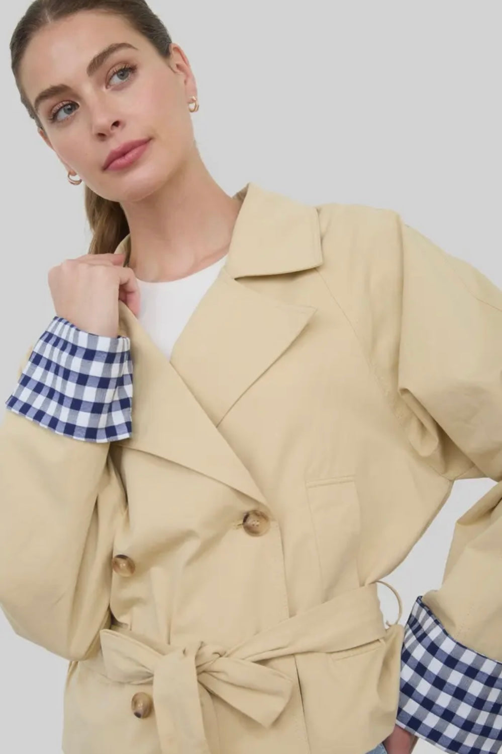 Gingham Cuff Trench