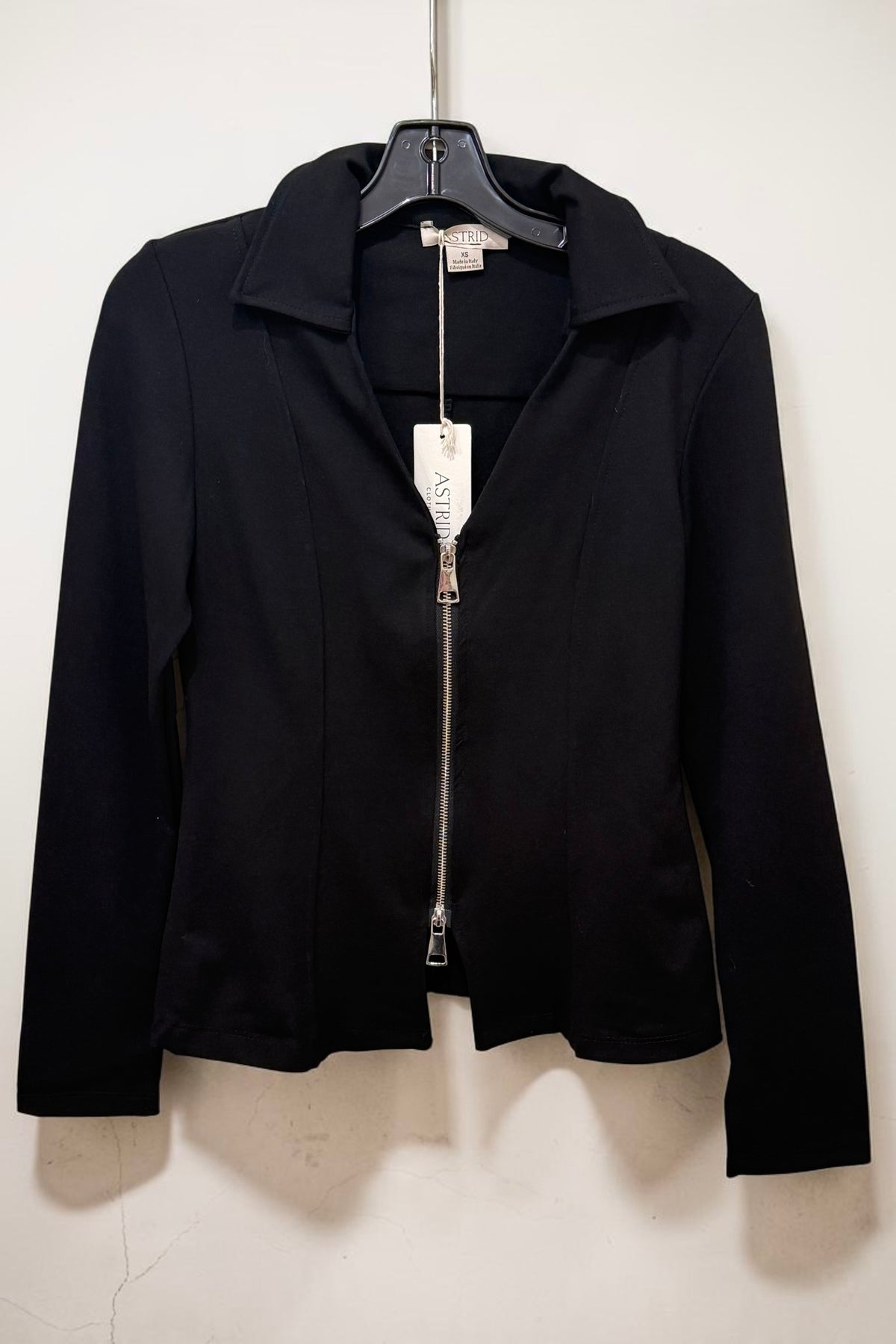 Collared Zip Up Knit Top