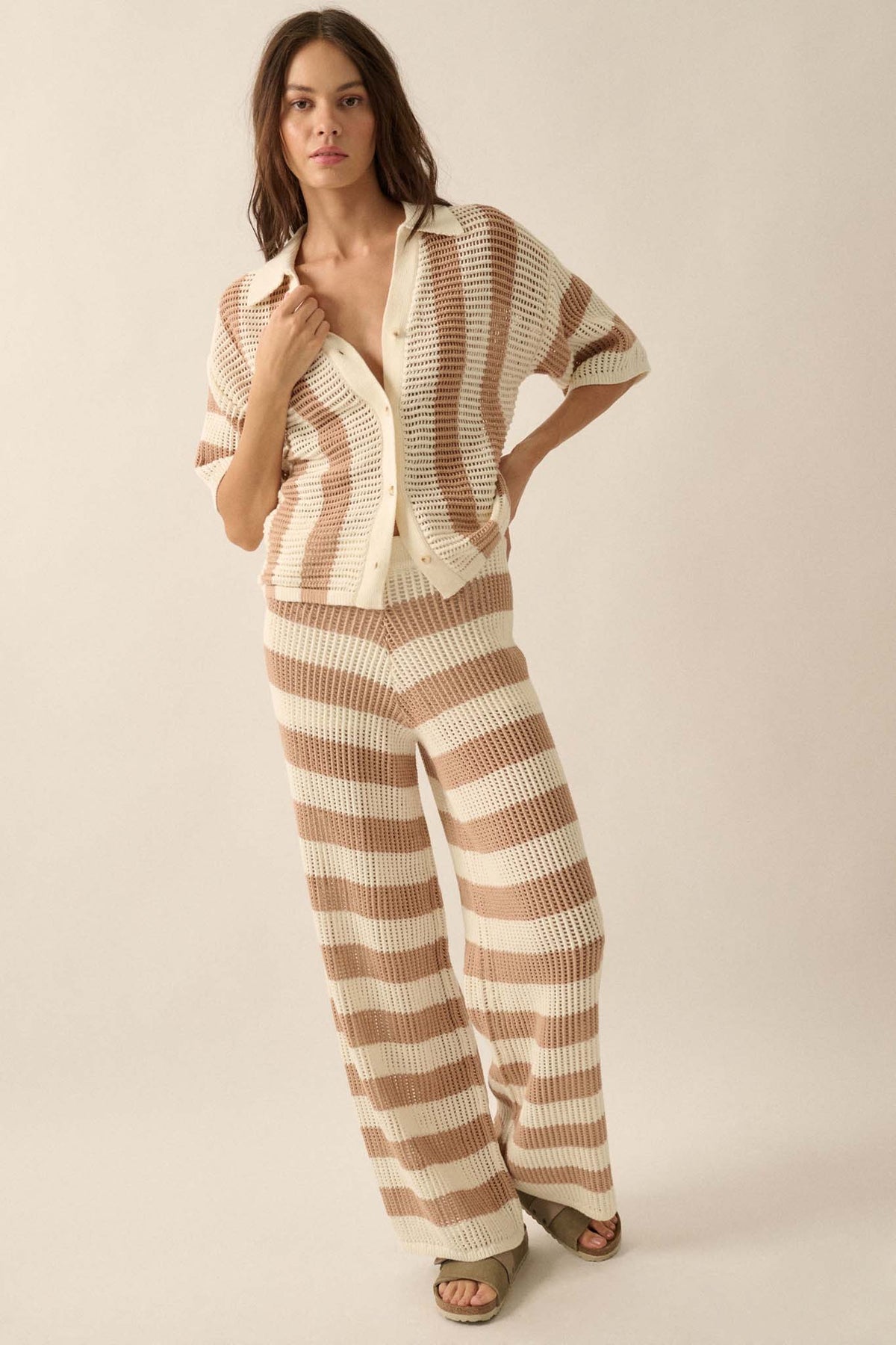 Crochet Stripe Knit Pants