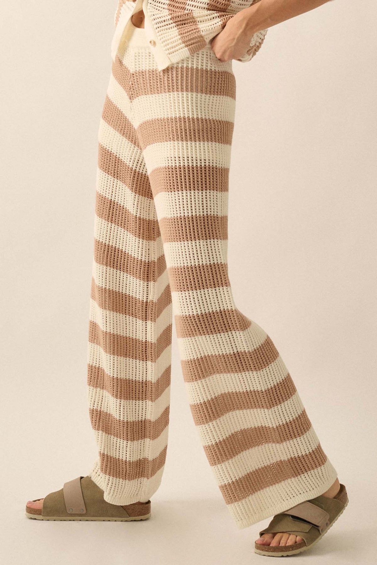 Crochet Stripe Knit Pants