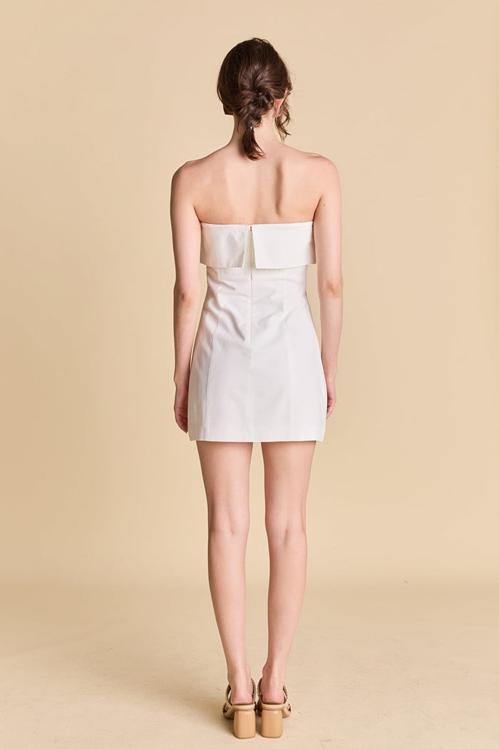 Folded Panel Linen Mini Dress