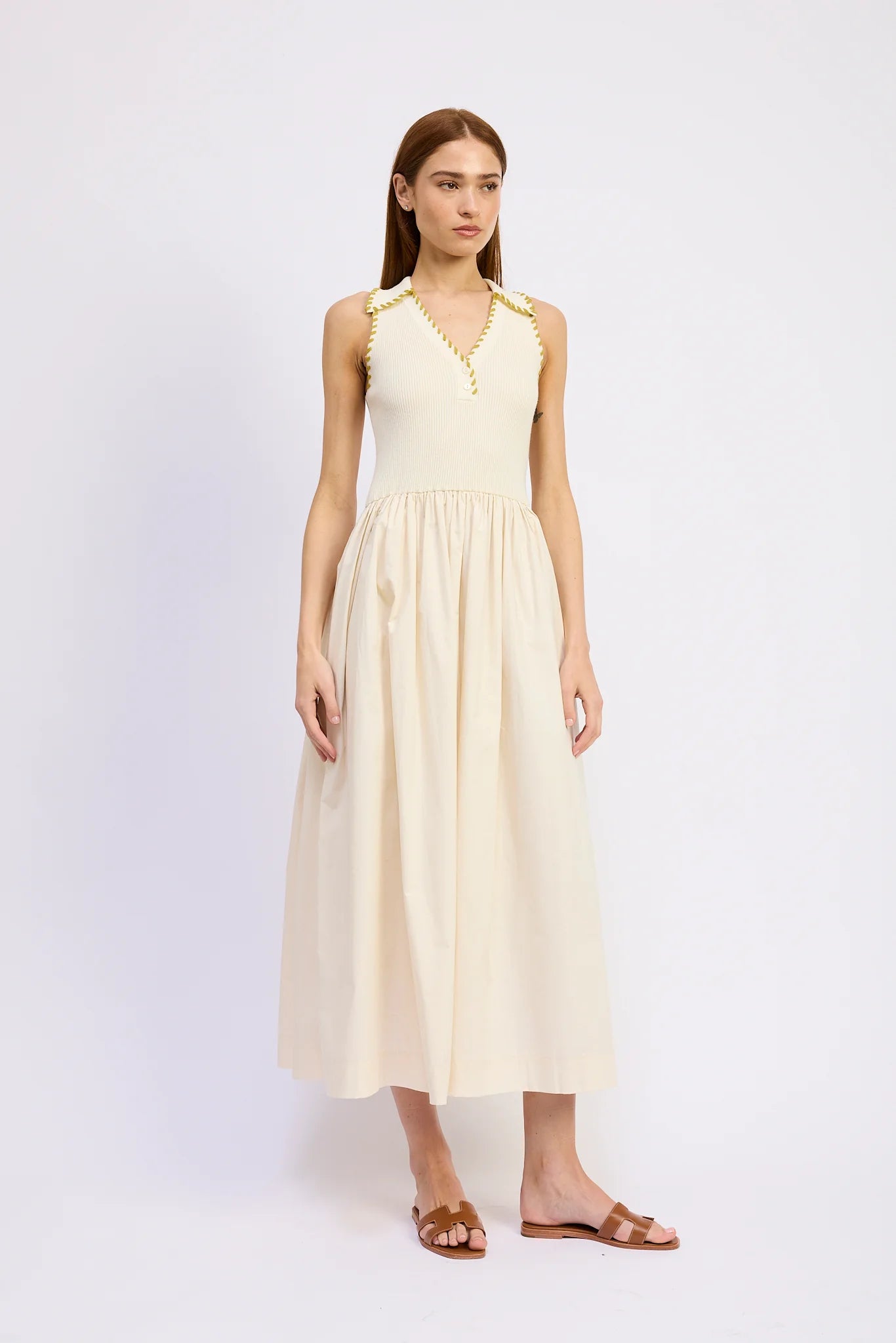 Rosalie Mixed Media Midi Dress