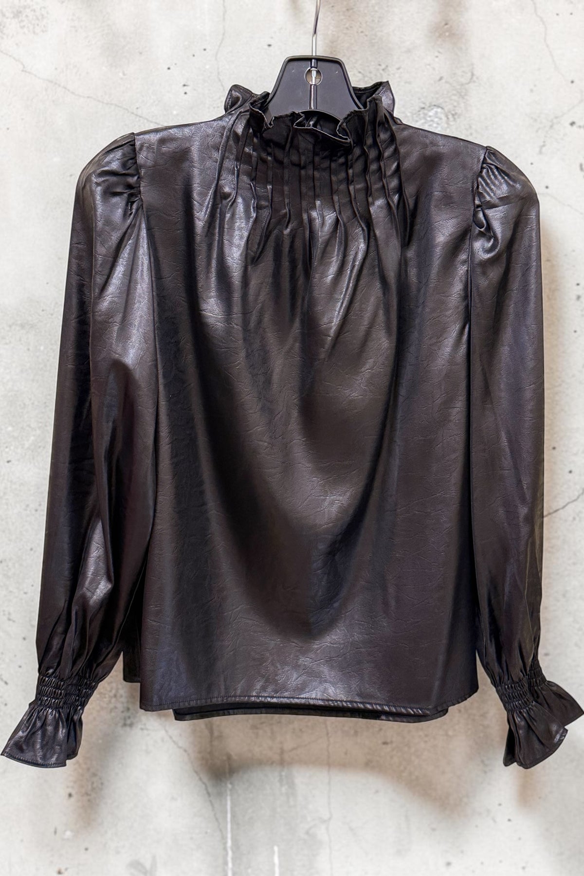 Pintuck High Neck Blouse