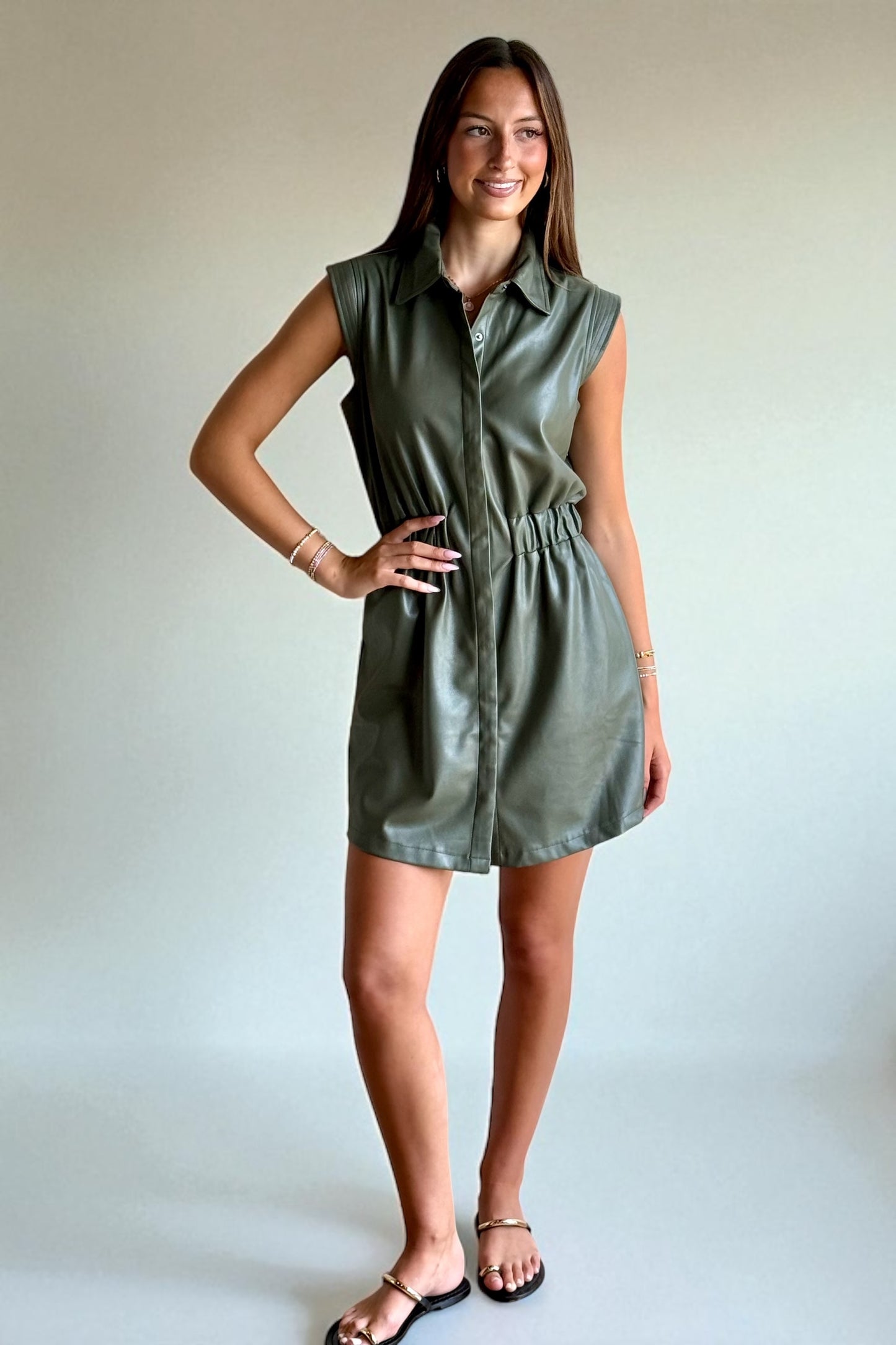 Pine Faux Leather Dress