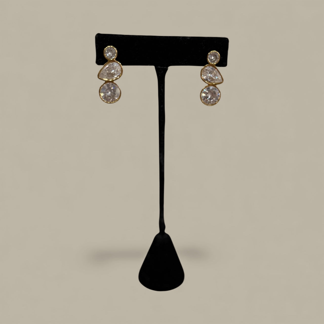 Triple Crystal Drop Stud