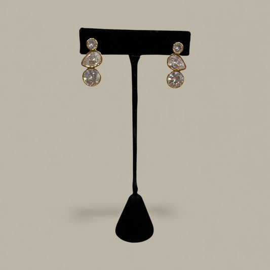 Triple Crystal Drop Stud