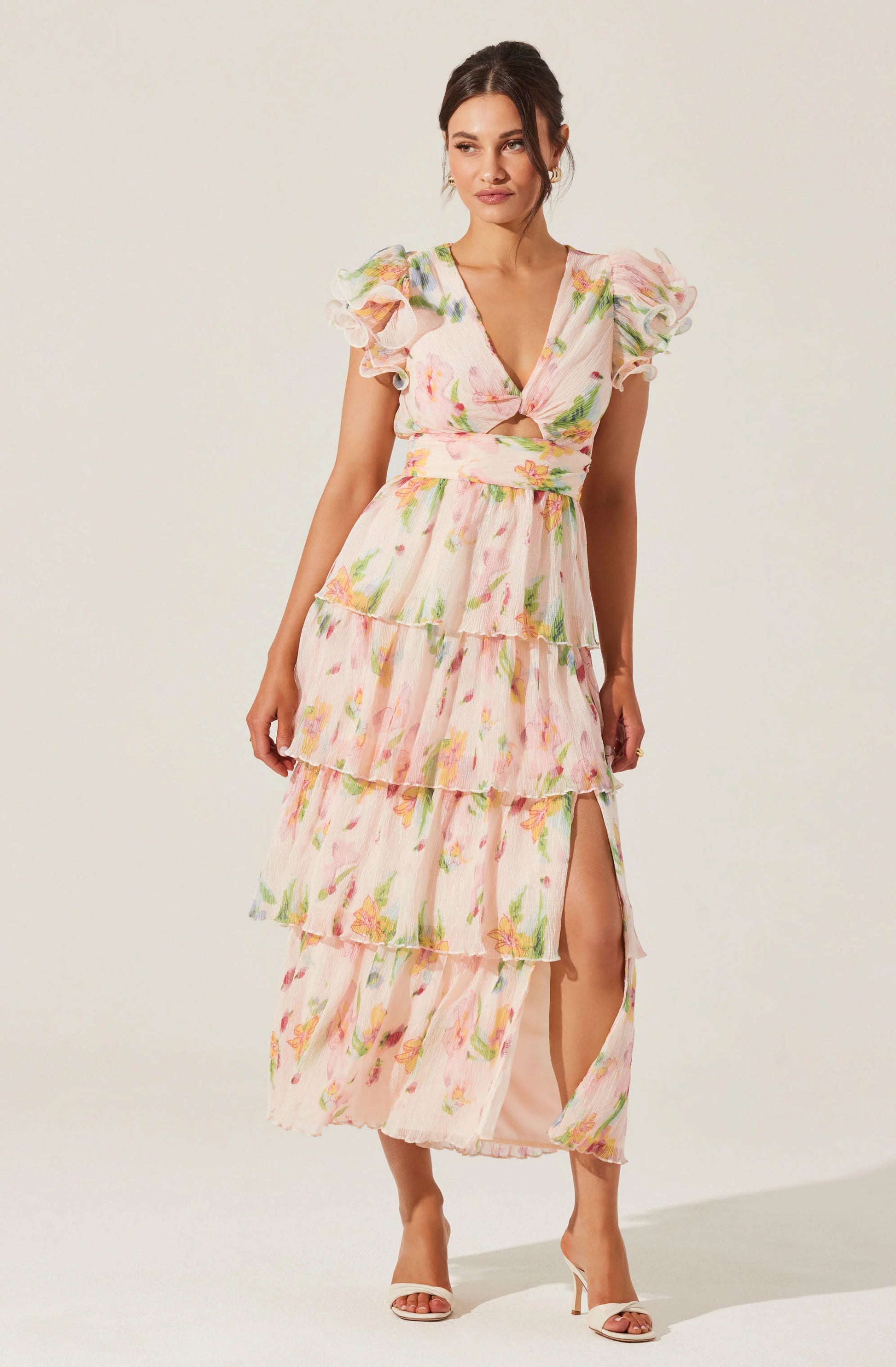 emporia floral pleated tiered midi dress Emporia Dress Klutch