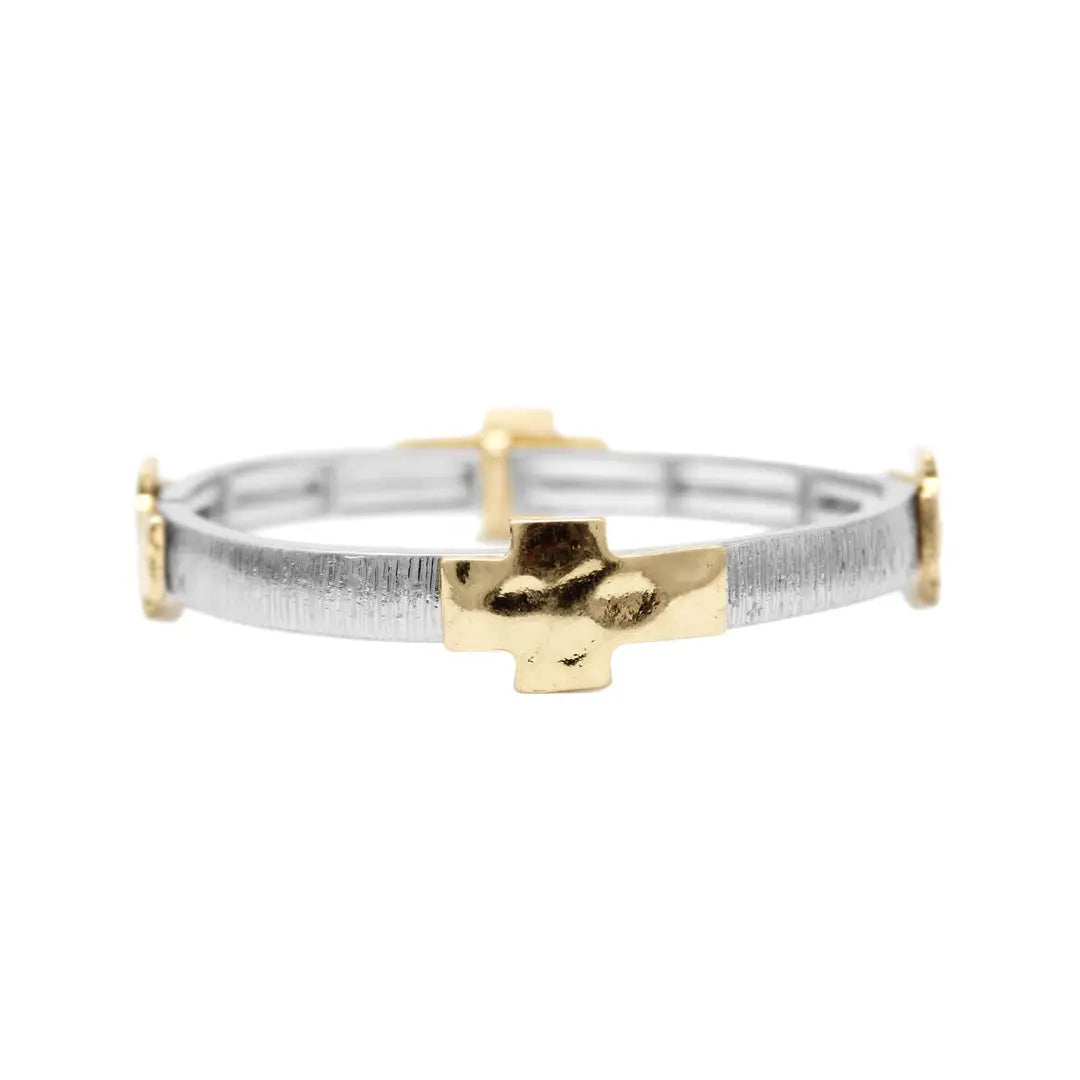 Hammered Cross Bracelet