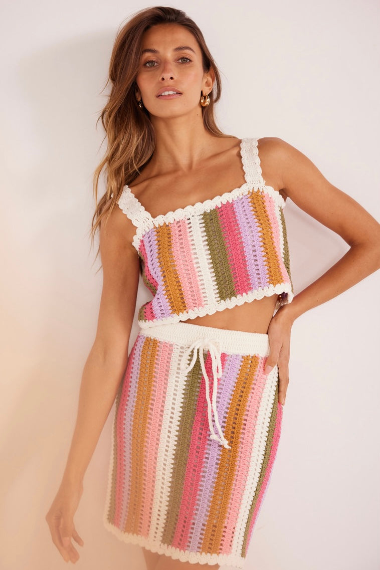 Lito Stripe Crochet Mini Skirt