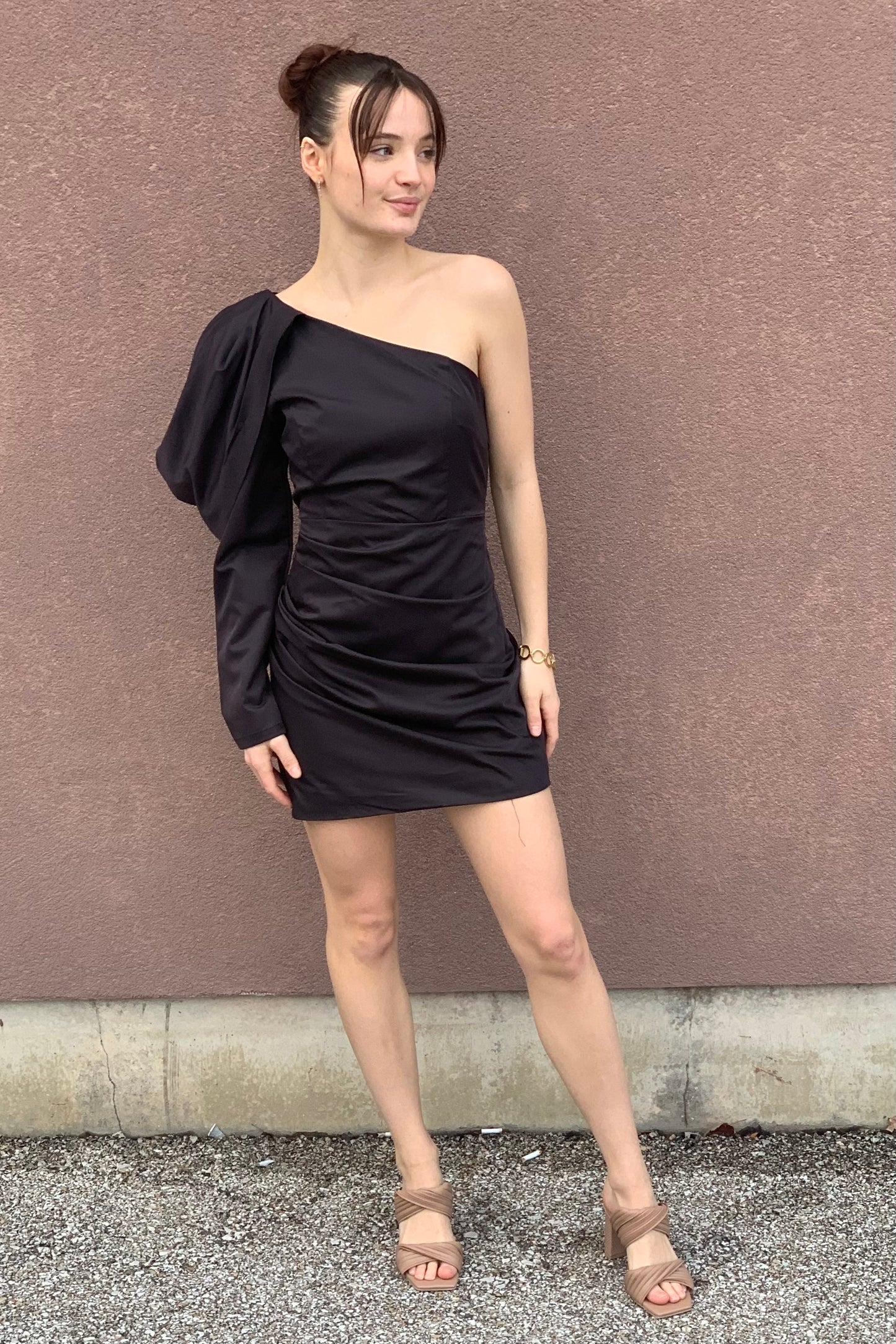 D+B One Shoulder Side Gathered Dress