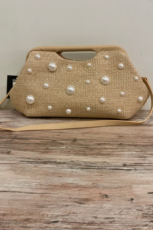 Raffia and Pearl Summer Clutch