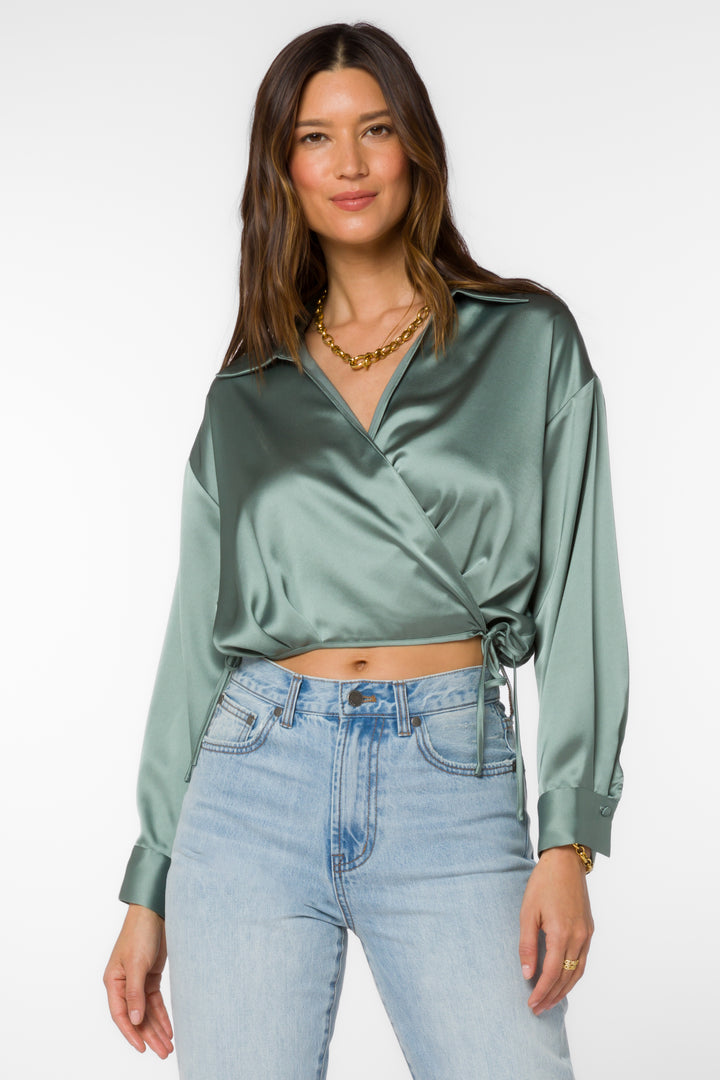 Jaden Satin Surplice Blouse