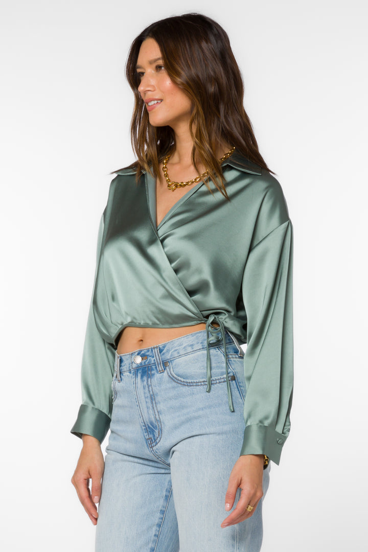 Jaden Satin Surplice Blouse