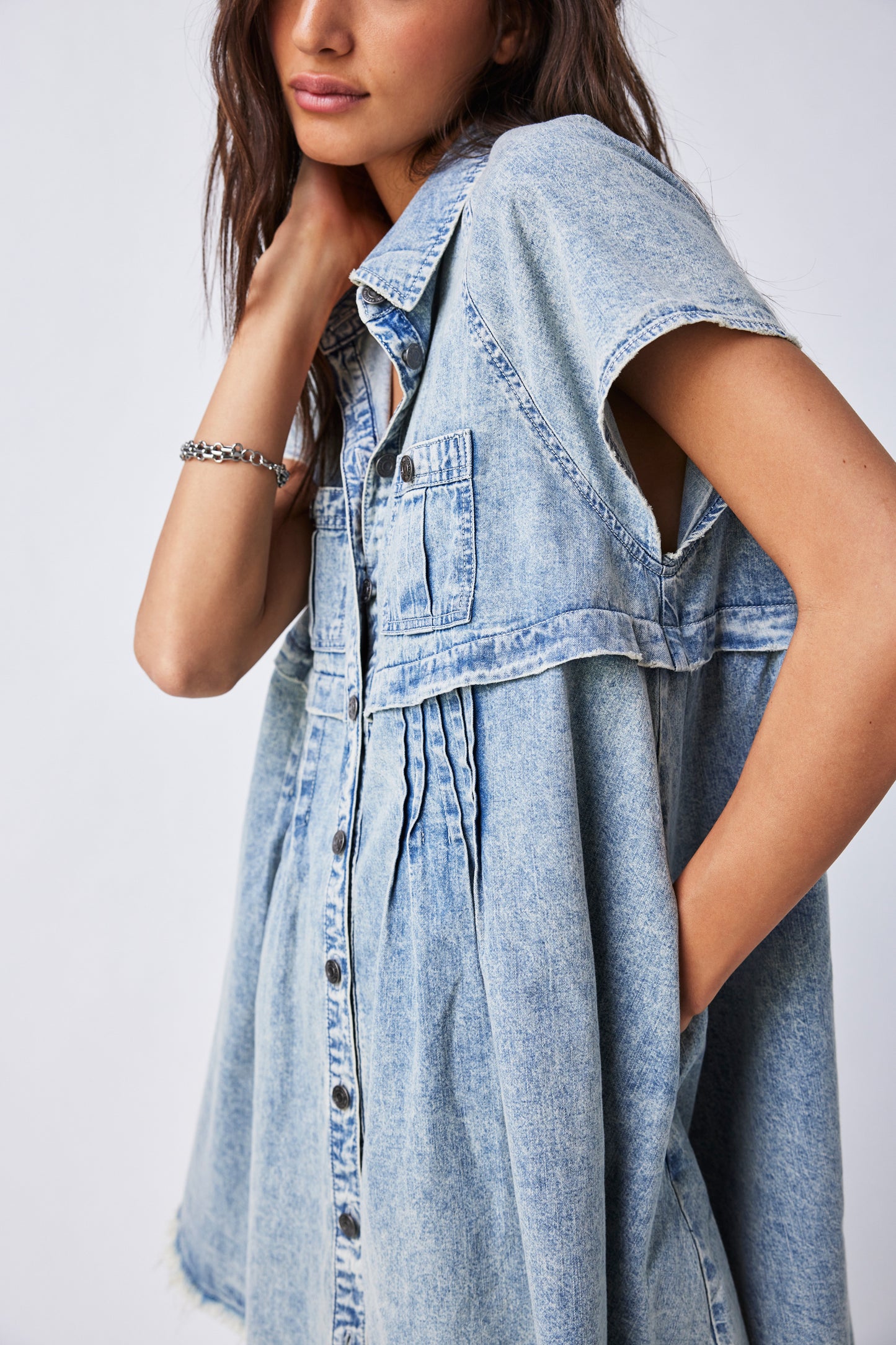 ronnie mini dress Ronnie Denim Mini Dress – Klutch