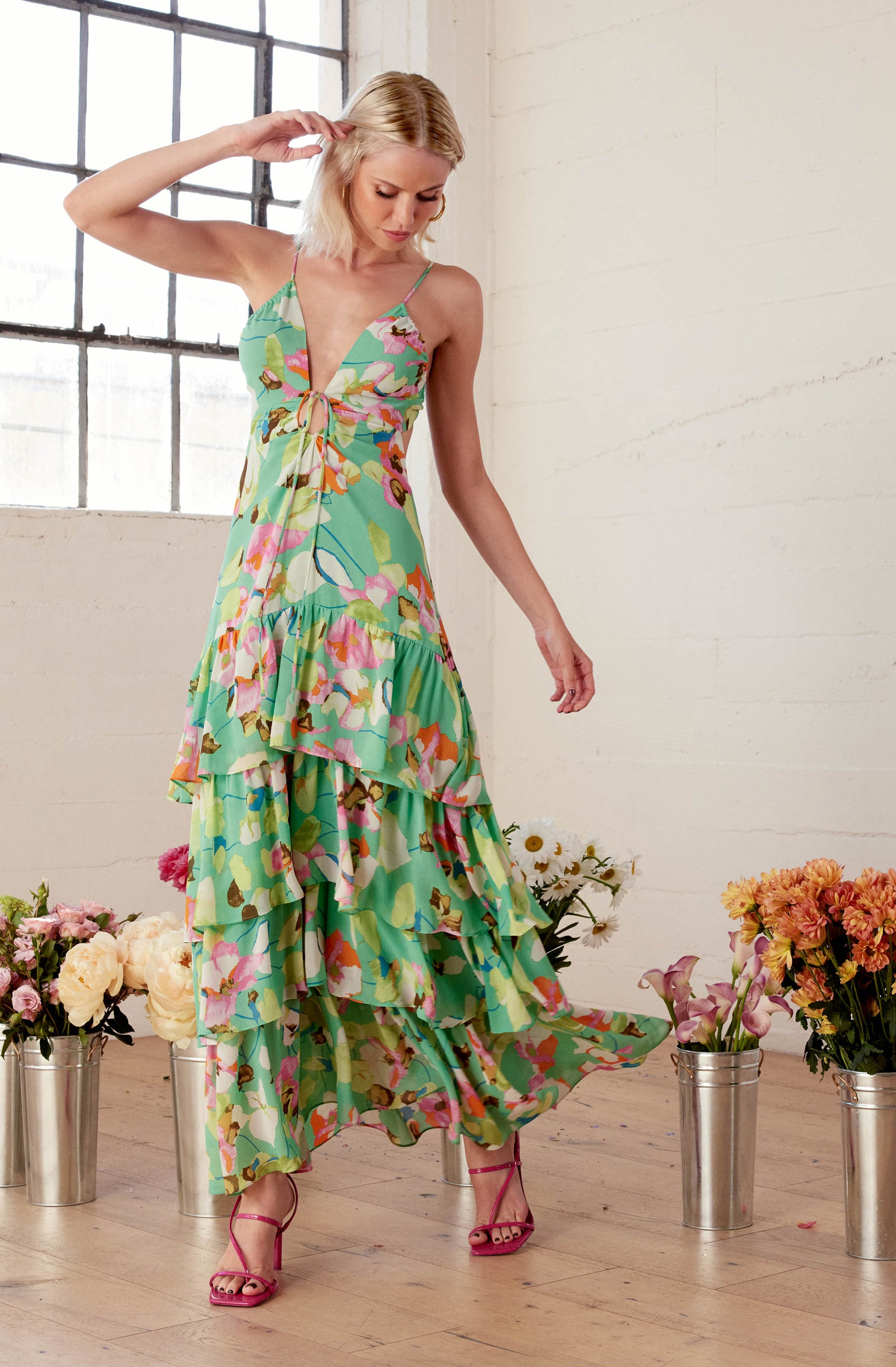 aneira floral tiered maxi dress ASTR Aneira Dress