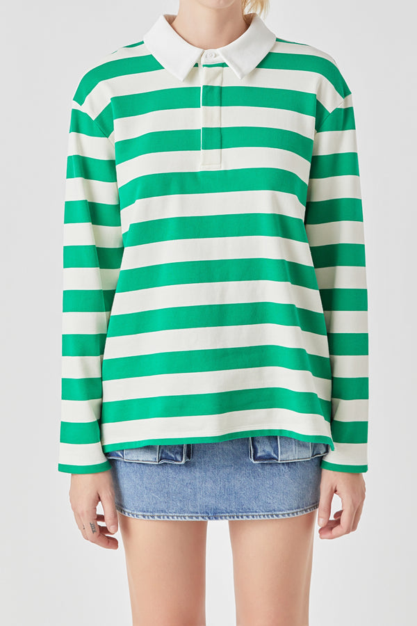 Stripe Terry Collar Sweatshirt