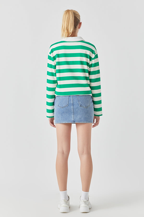 Stripe Terry Collar Sweatshirt