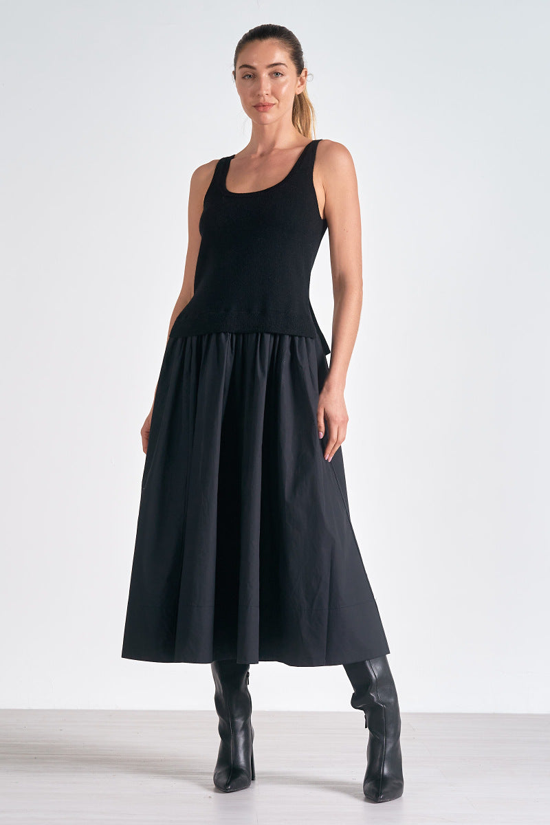 Black Combo Midi Dress