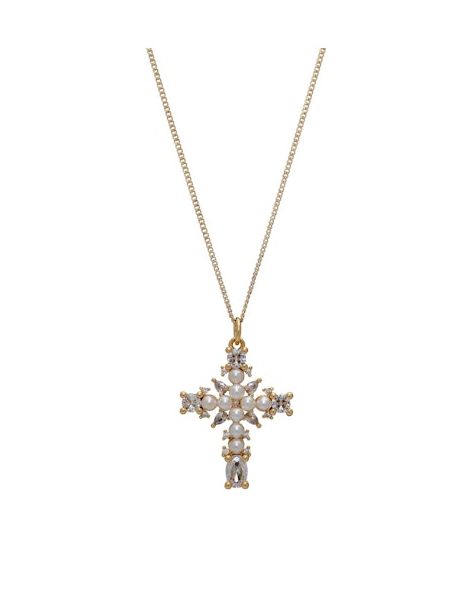 Magdalene Cross Pearl Necklace