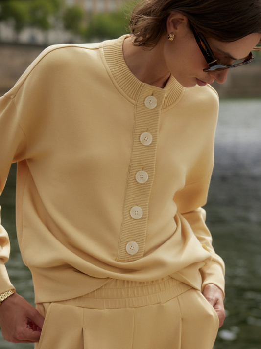 Reena Button Front Sweat