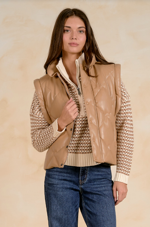 Tan Quilted Vest
