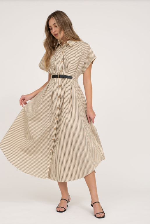 Stripe Belted Shirt Dress