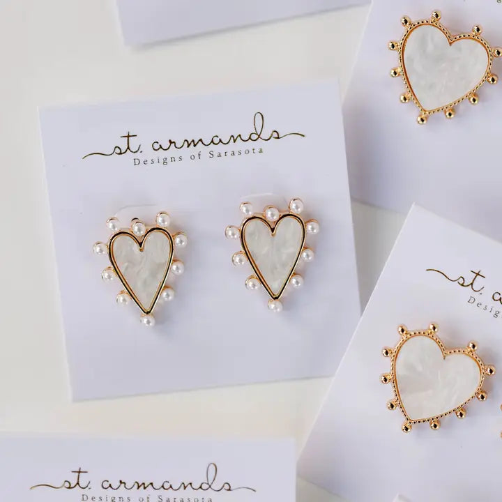 Pearl Studded Heart Earring