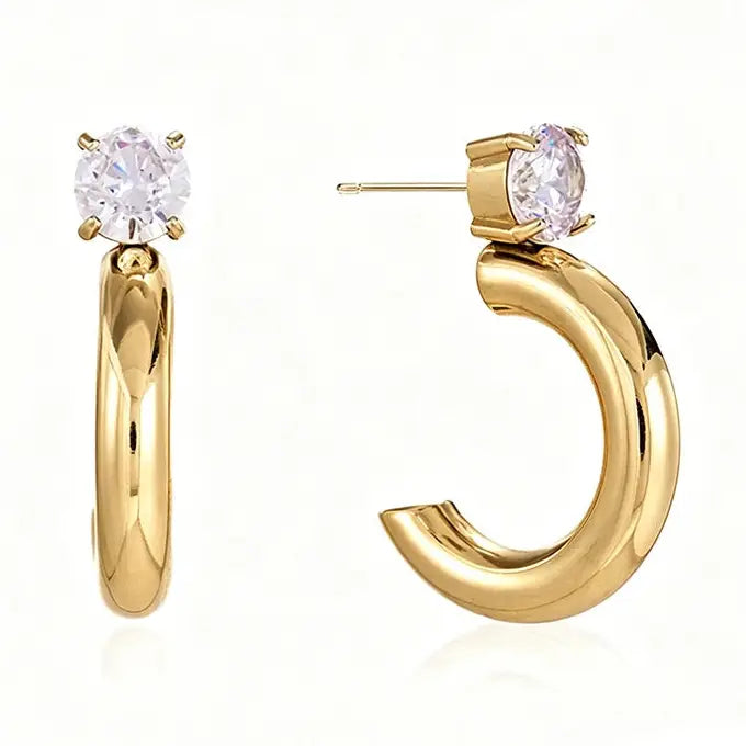 Chunky Geometric Moissanite Hoop Earrings