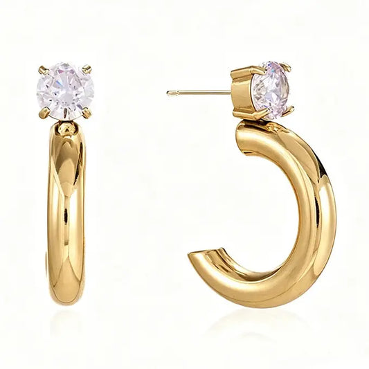 Chunky Geometric Moissanite Hoop Earrings
