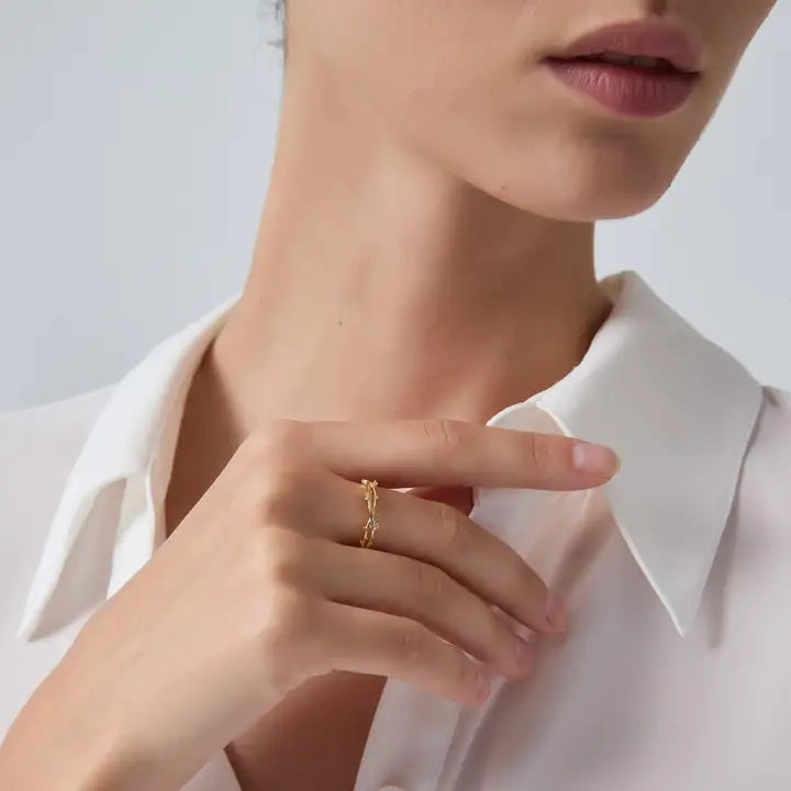 Dainty Olive Vine Leaf Stacking Ring