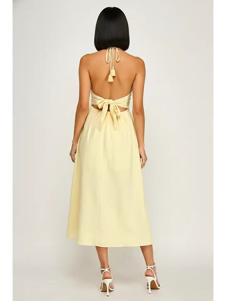 Lemon Drop Halter Maxi Dress
