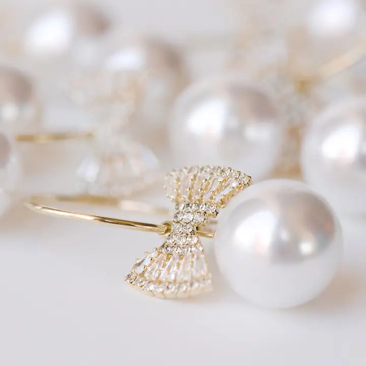 Bow Tie Pearl Hoop Earring
