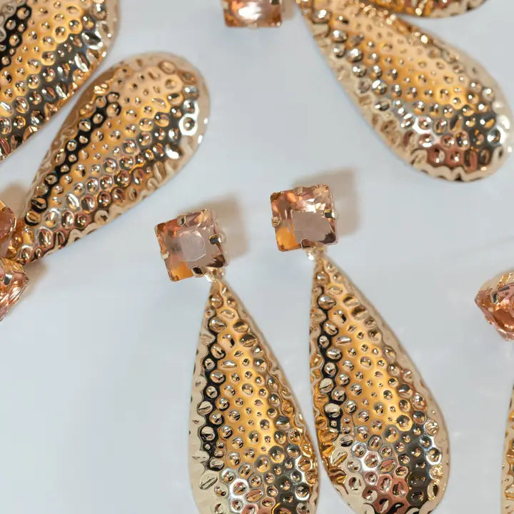 Rose Bubbles Hammered Earrings