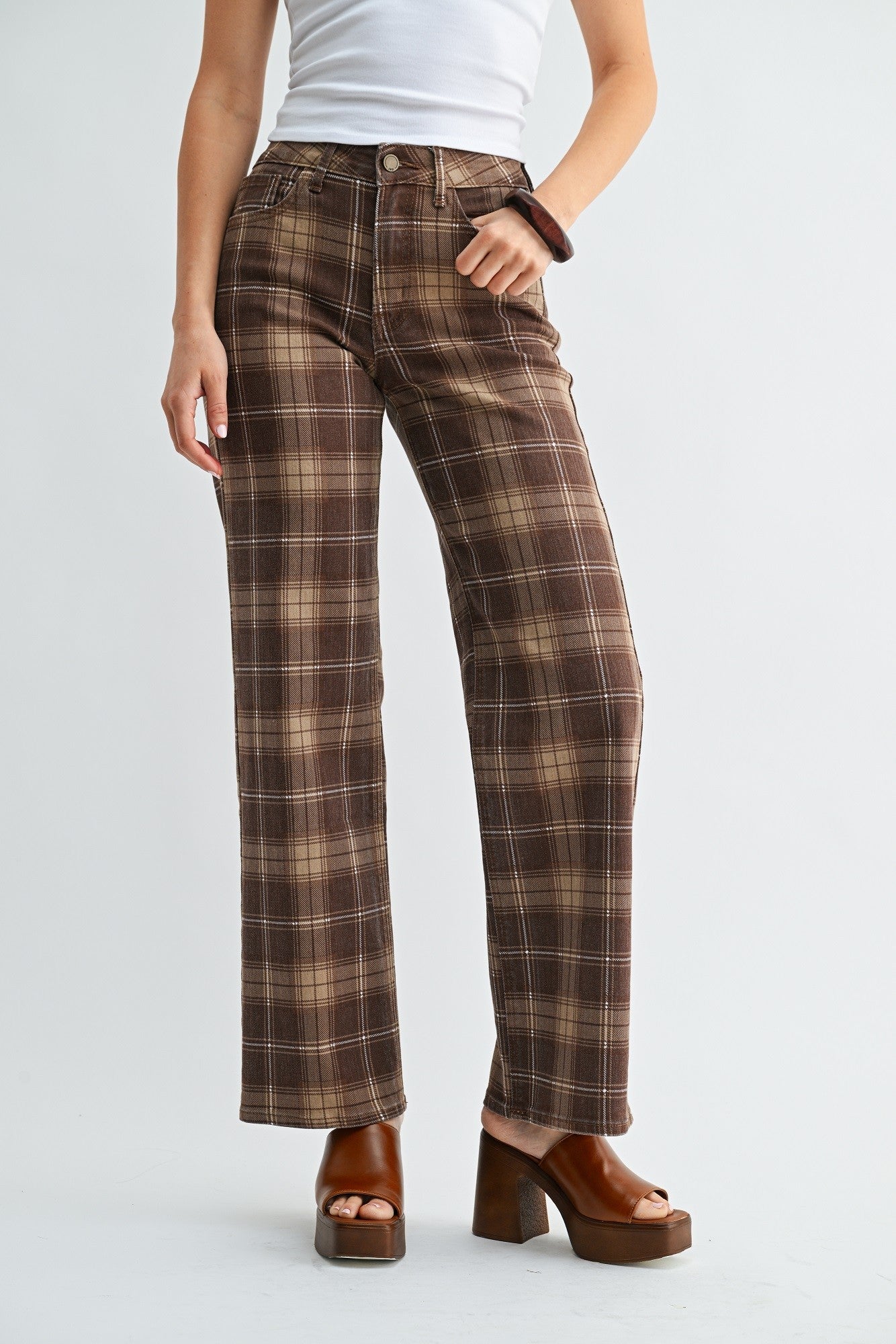 Plaid High Rise Straight