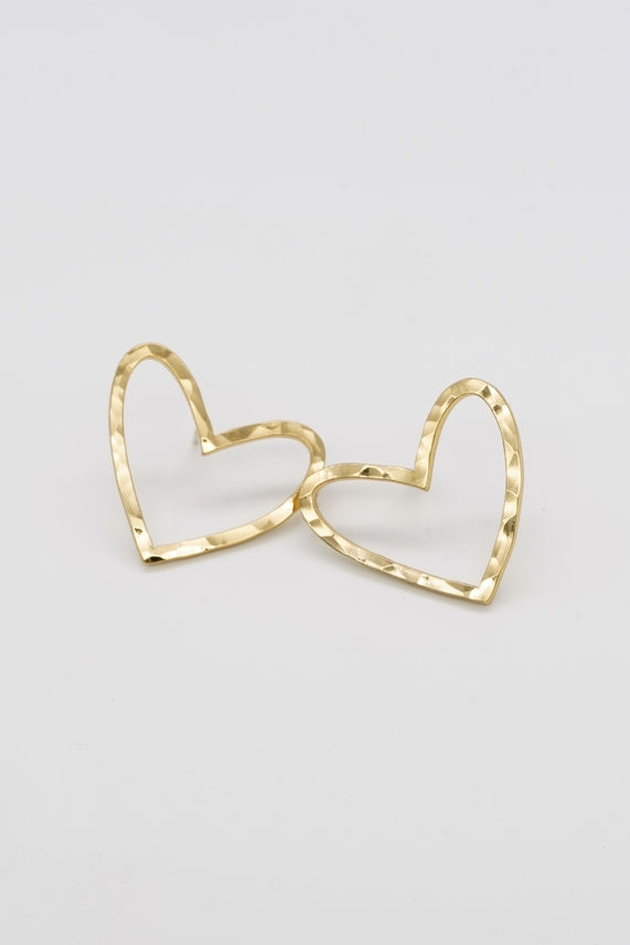 Hammered Heart Studs