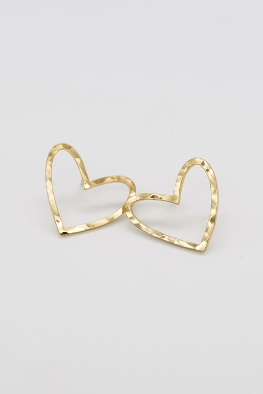Hammered Heart Studs