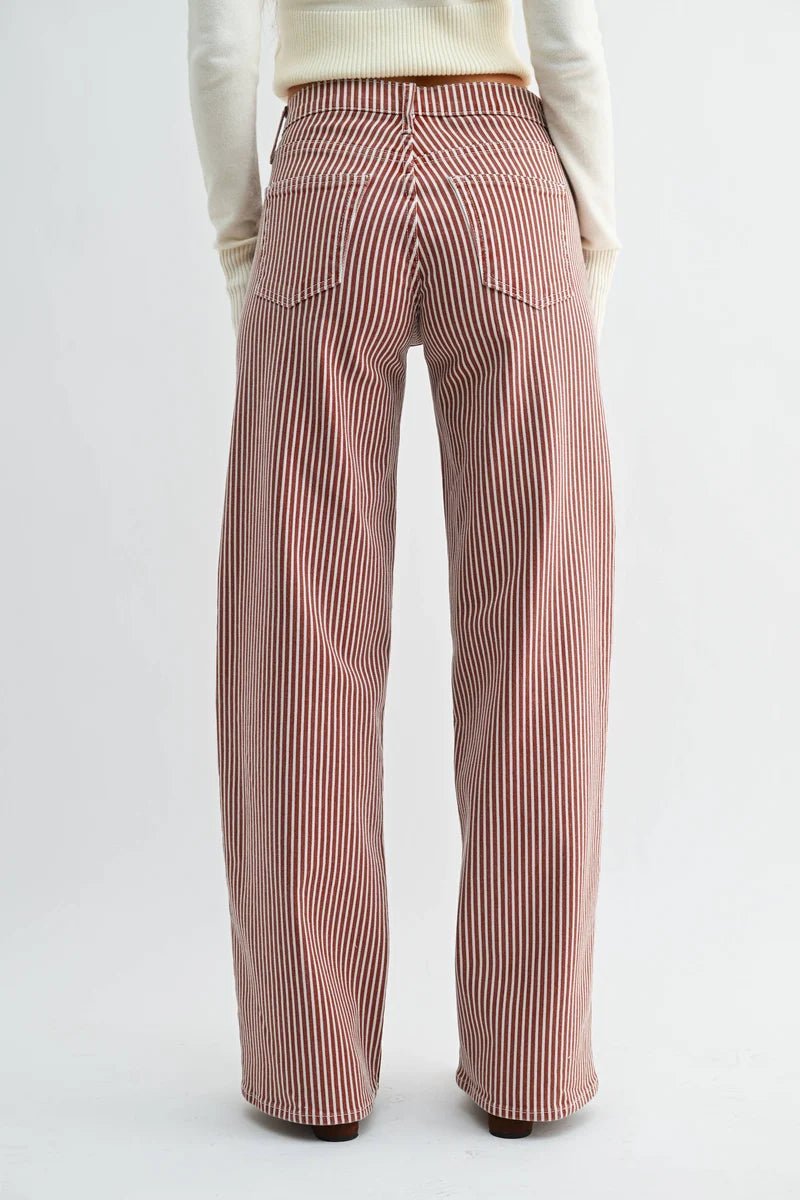 Spiced Brown Stripe Wide Leg